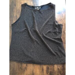 R&K Evening Metallic Gold & Black Sleeveless Top – Size 16W Made in USA